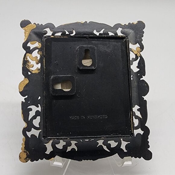 Vintage Ornate Plastic Gold Mini Picture Frame With Floral Satin Fabric 2x2.5 - Picture 7 of 11